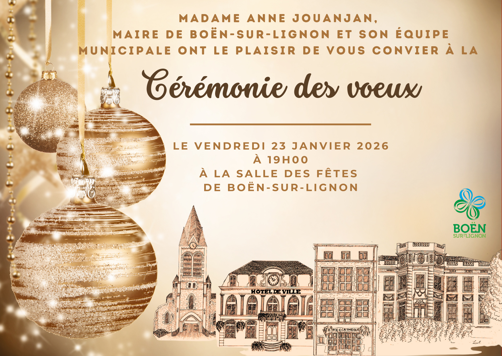 Invitation à la cérémonie des voeux - BOËN-SUR-LIGNON - 23-01-26
